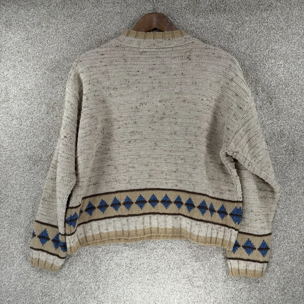 VTG Acedamia Knit Sweater Boxy Chunky 70s Style Cozy Folk Granola Cottagecore L? - Picture 3 of 3